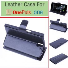 Leather Flip Cover Case Stand for Oneplus One Smartphone Black