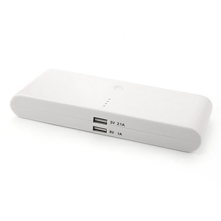30000mAh Dual-USB Power Bank for iPhone iPad Tablet PC White