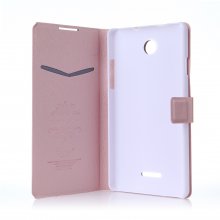Fashion Flower Show Leather Stand Case Cover for Coolpad 8089 Smartphone Champagne