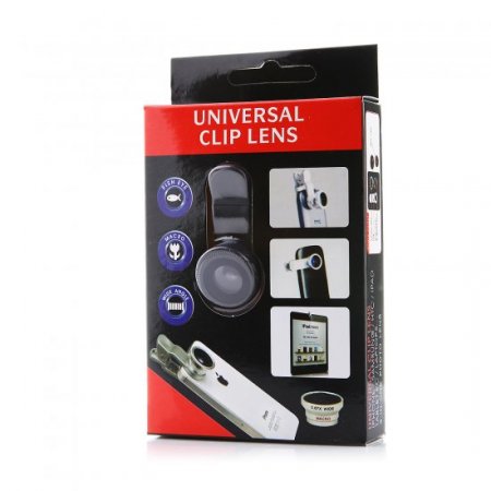 3 In 1 Universal Clip Mobile Phone Lens for Mobile Phones iPhone 4 4S iPad Black
