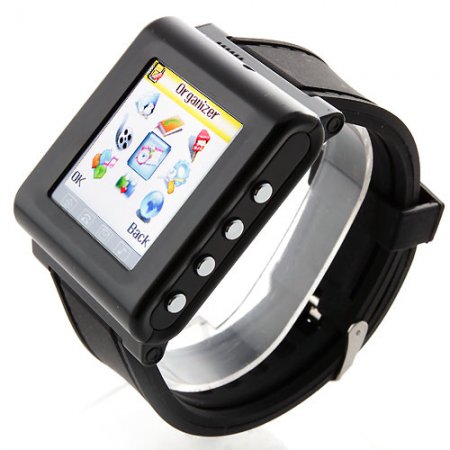 AK912 Watch Phone Silicon Strap Single SIM Card Pinhole Camera FM Bluetooth 1.6 Inch Touch Screen- Black