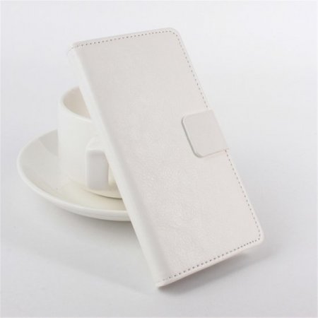Leather Flip Cover Case Protective Case Stand for DOOGEE Y100 Pro Smartphone White
