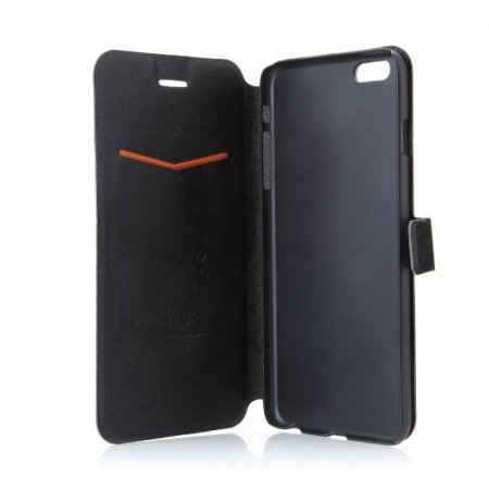 Flower Show Leather Flip Cover Stand Case for iPhone 6 Plus Smartphone Black