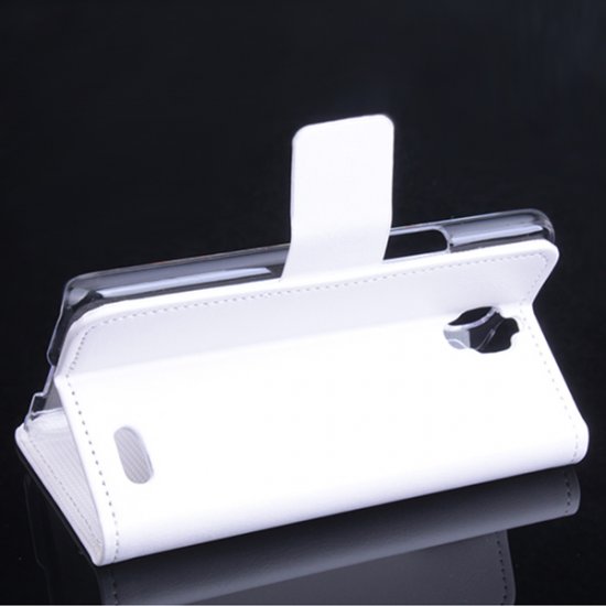 Leather Flip Cover Case Protect Case Stand for TCL S820 Smartphone White