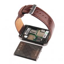 S9110 Quad Band Watch Phone 1.8 Inch Touch Screen Bluetooth Camera with Bluetooth Earphone - Brown