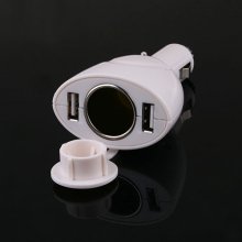 Car Charger Hub Adapter 2 USB Port White