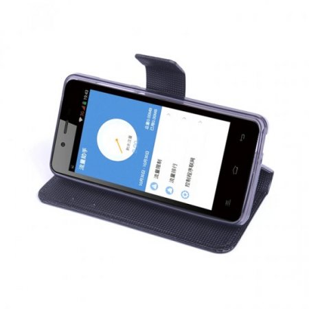 Leather Flip Cover Case Stand GIONEE V183 Smartphone Black