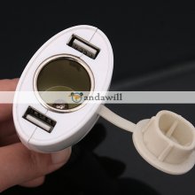 Car Charger Hub Adapter 2 USB Port White