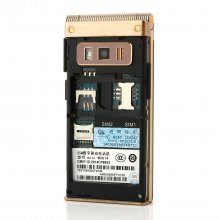 OTIUM W2014 Flip Phone Dual Touch Screen Android 4.2 MTK6572 GPS 3.0 Inch- Gold