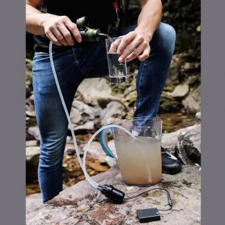 Portable Water Purifier Outdoor Water Filtration System for Wildness Camping & Hiking Survival Relief Support