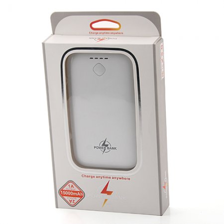 15000mAh Portable Dual USB Port Flashlight Power Bank 2 Color
