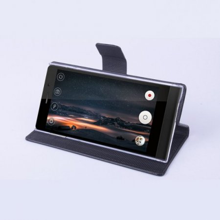 Leather Flip Cover Case Stand for Nibiru H1 Smartphone Black