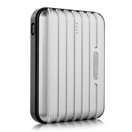 Lumen Stone Line 12000mAh Dual USB Power Bank with Flashlight Silver