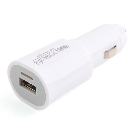 2-in-1 USA Standard Travel Charger Car Charge for iPad iPhone Smartphone -White