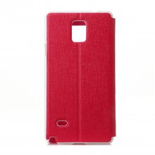 Leather View Flip Cover Stand Case for Samsung Note 4 Smartphone Rose