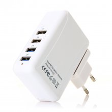 4 USB Power Adapter Easy Travel Adapter AC100-240V 6A 4Port