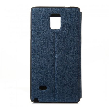 Leather View Flip Cover Stand Case for Samsung Note 4 Smartphone Blue