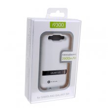 2600mAh External Battery Case with Cover for Samsung Galaxy SIII i9300 White