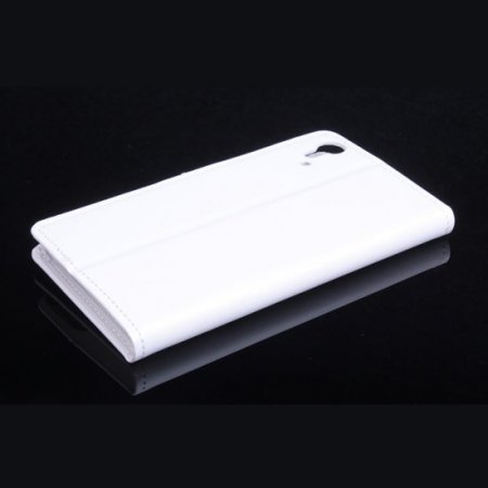Leather Flip Cover Case Stand for Cubot X9 Smartphone White