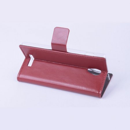 Leather Flip Cover Case Stand for Nibiru H1 Smartphone Brown