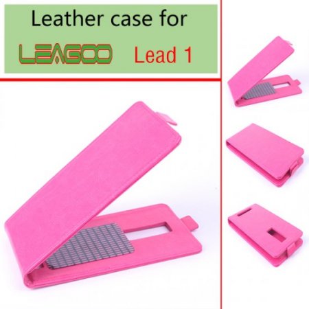 Leather Flip Cover Case Stand for Leagoo Lead 1 Smartphone Pink