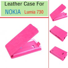 Leather Flip Cover Case Stand Nokia Lumia 730 Smartphone Pink