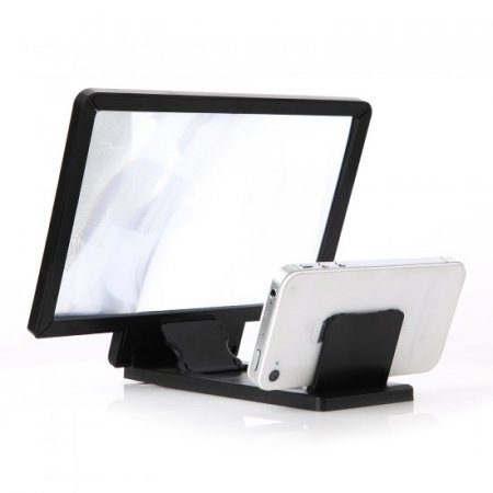 Portable Mobile Phone Screen Magnifier Bracket 3D Enlarge Stand for Smartphone Black