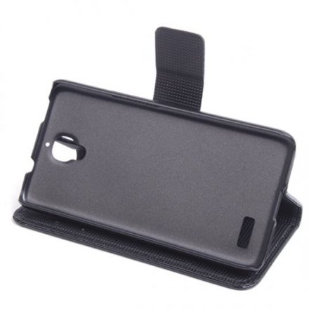 Leather Flip Cover Case Protect Case Stand for TCL S820 Smartphone Black