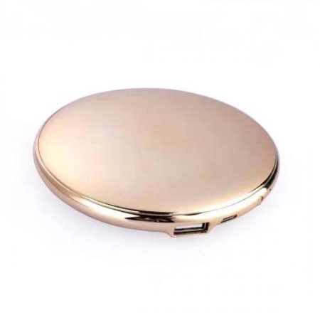 Fashion Lady Cosmetic Mirror 7000mAh USB External Power Bank for Smartphones Gold