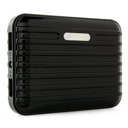 Lumen Stone Line 12000mAh Dual USB Power Bank with Flashlight Black