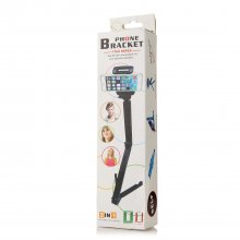 Multi-functional Portable Folding 2-in-1 Selfie Stick + Phone Mount Bracket Black