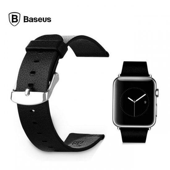 Baseus PU Leather Classic Buckle 38mm/42mm Watchband Strap for Apple Watch Black