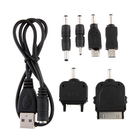 3500mAh Solar Charger Power Bank with 6 Connectors for iPhone Smart Phone- Black