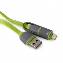 2 in 1 USB Cable Data Transmit and Charging Cable for iPhone & Android Green