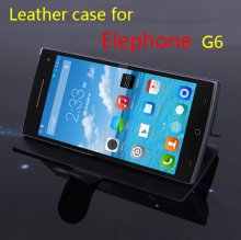 Leather Flip Cover Stand Case for Elephone G6 Smartphone Black