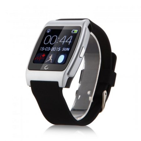 U Watch UX Bluetooth Watch Heart Rate Monitor for iOS And Android Smartphones Silver
