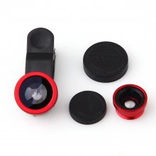 3 In 1 Universal Clip Mobile Phone Lens for Mobile Phones iPhone 4 4S iPad Red