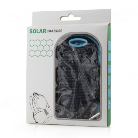 5000mAh Waterproof USB Solar Charger Power Bank Shakeproof Dust Proof Black&Blue