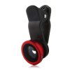 3 In 1 Universal Clip Mobile Phone Lens for Mobile Phones iPhone 4 4S iPad Red