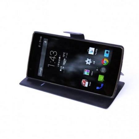 Leather Flip Cover Case Stand for Oneplus One Smartphone Black