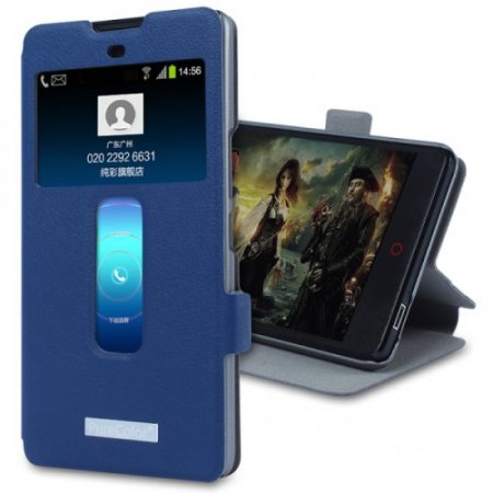 S-view Flip Cover Case Stand for ZTE Nubia Z7 Max Smartphone Blue