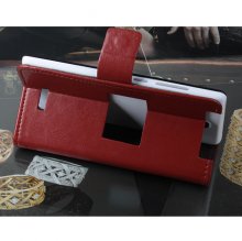 Fashion Leather Flip Case Cover for iNew V8 Smartphone Brown