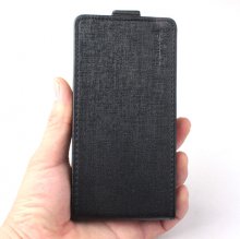 Fashion Contrast Color Leather Flip Case Cover for iNew V3 Smartphone Black