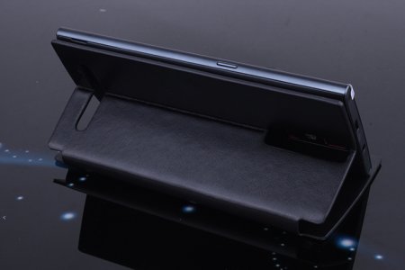 Leather Flip Cover Stand Case for Elephone G6 Smartphone Black