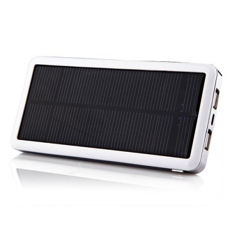 12800mAh Power Bank Solar Charger for iPad iPhone Smartphone White