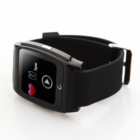 U Watch UX Bluetooth Watch Heart Rate Monitor for iOS And Android Smartphones Black