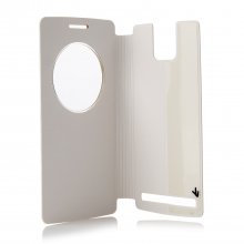 Original Leather Flip Cover Case for THL 2015 Smartphone White