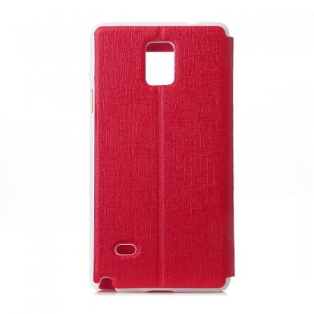 Leather View Flip Cover Stand Case for Samsung Note 4 Smartphone Rose