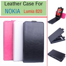 Leather Flip Cover Case Stand Nokia Lumia 820 Smartphone Black