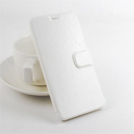 Leather Flip Cover Case Protective Case Stand for MEIZU MX5 Smartphone White